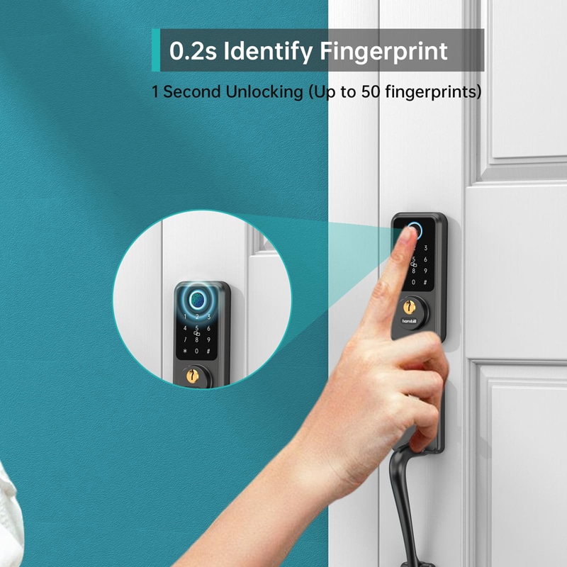Hornbill Smart Deadbolt Fingerprint Lock - 9-in-1 Keyless Entry With App Control & Auto Lock