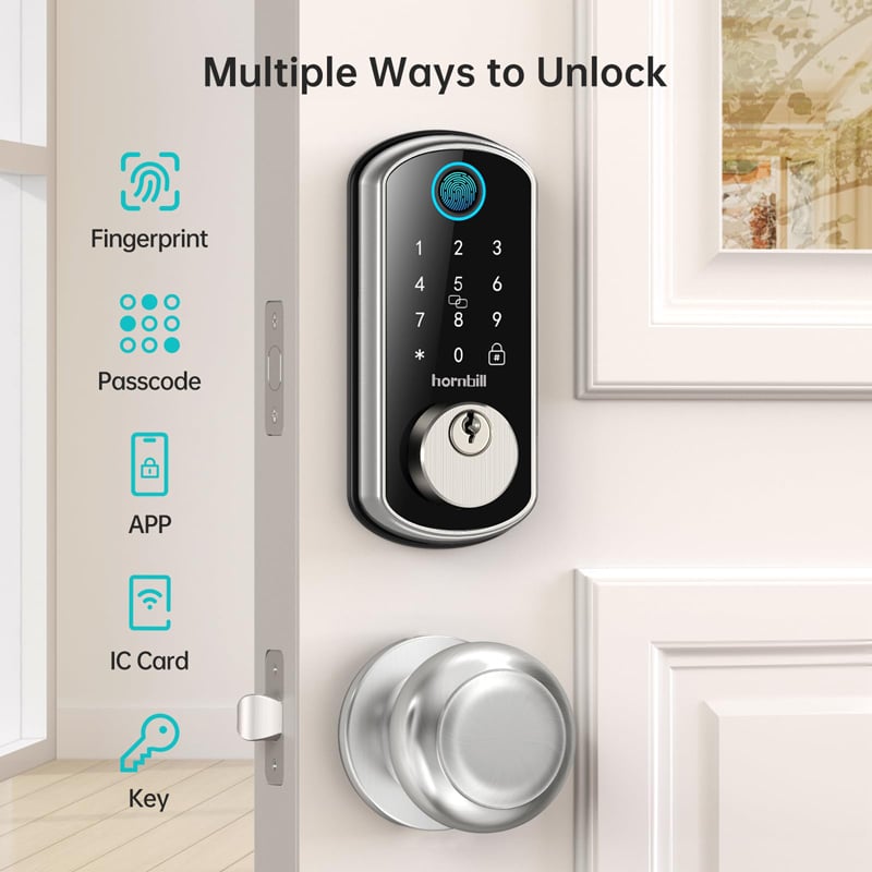 Y4-SWFKN-H Digital Door Lock | Fingerprint Door Lock with 2 Knobs ...
