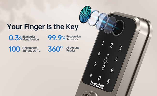 Fingerprint Smart Door Lock - fingerprint unlock Hornbill M3