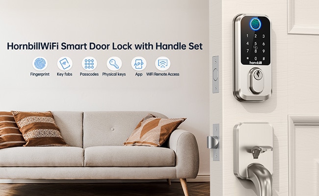 Hornbill M3 WiFi Smart Door Lock with Handle Set silver banner