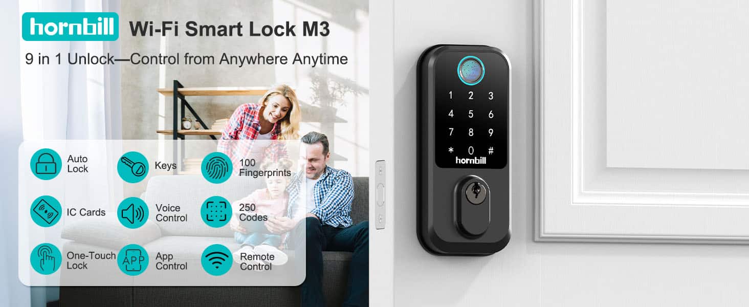 Hornbill WiFi Smart Lock M3 - 9 in 1 unlock