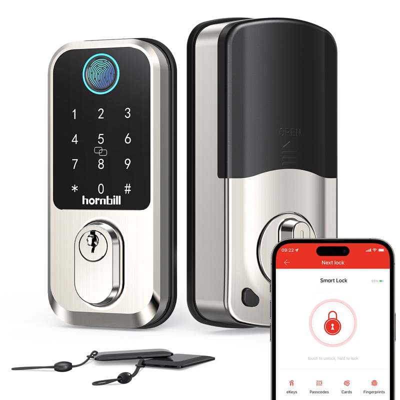 M3 Hornbill Keyless Entrance Door Locks WiFi Smart Deadbolt Silver