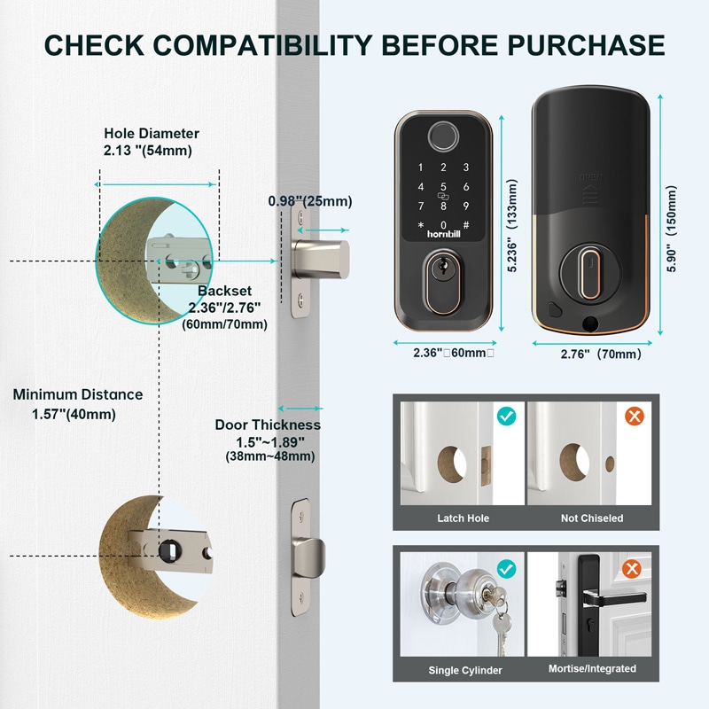 M3 Keypad fingerprint wifi smart lock ORB - smart lock install