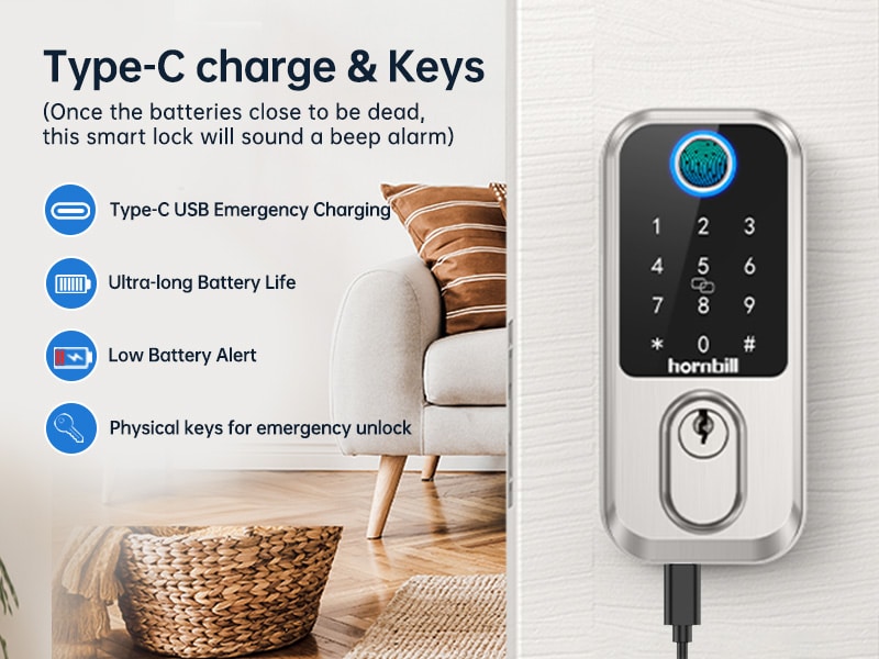 M3 Smart Door Lock - Emergency Backup Power