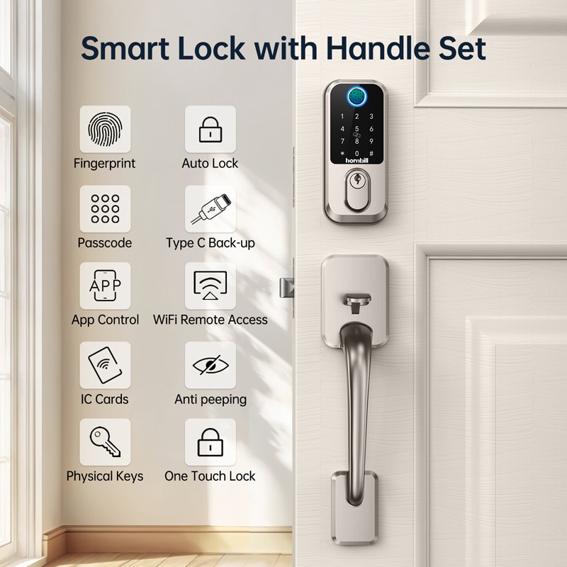 M3 Smart Lock with Handle Set silver