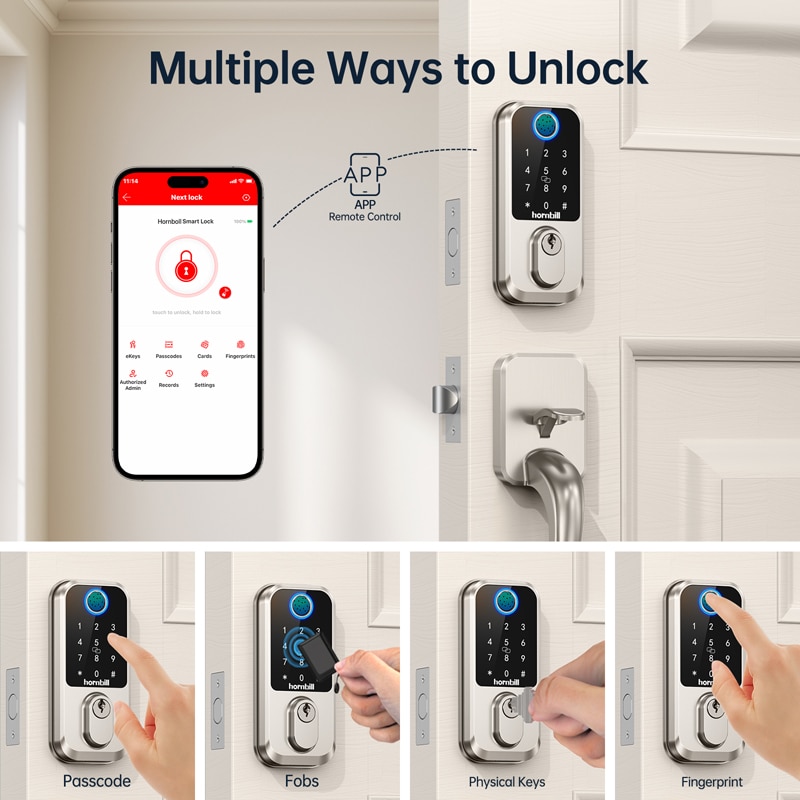 M3 WiFi Fingerprint Smart Door Lock - Multiple Ways to Unlock