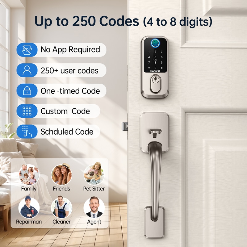 M3 WiFi Fingerprint Smart Door Lock - Up to 250 Codes