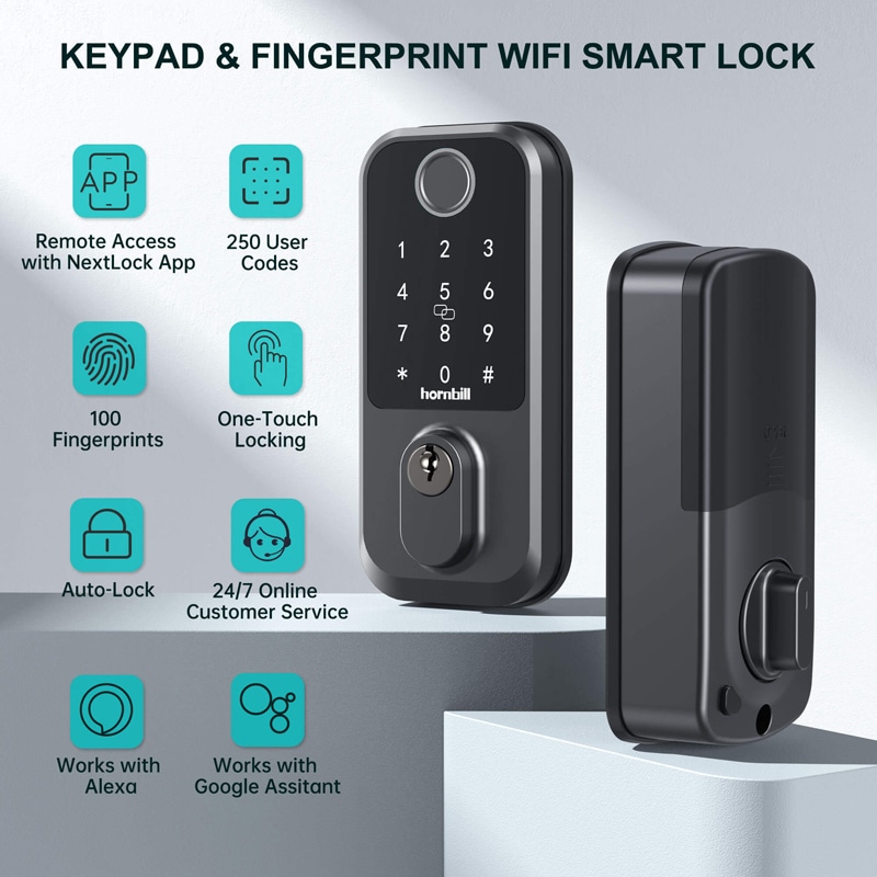 M3 best wifi door lock - KEYPAD & FINGERPRINT WIFI SMART LOCK