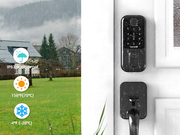 M3 smart wifi door lock black - Work in All Weather