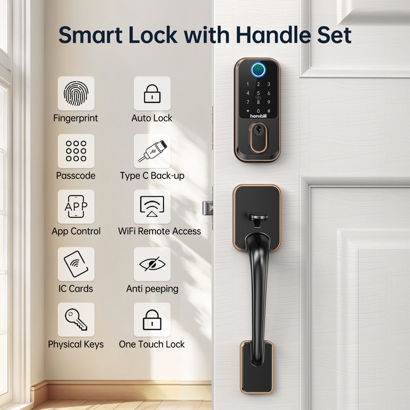 Smart Lock with Handle Set ORB Hornbill M3