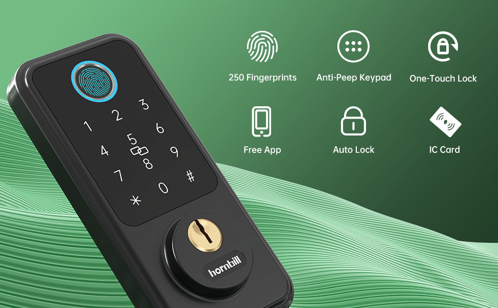 Hornbill Keyless Entry Door Lock - figerprint unlock