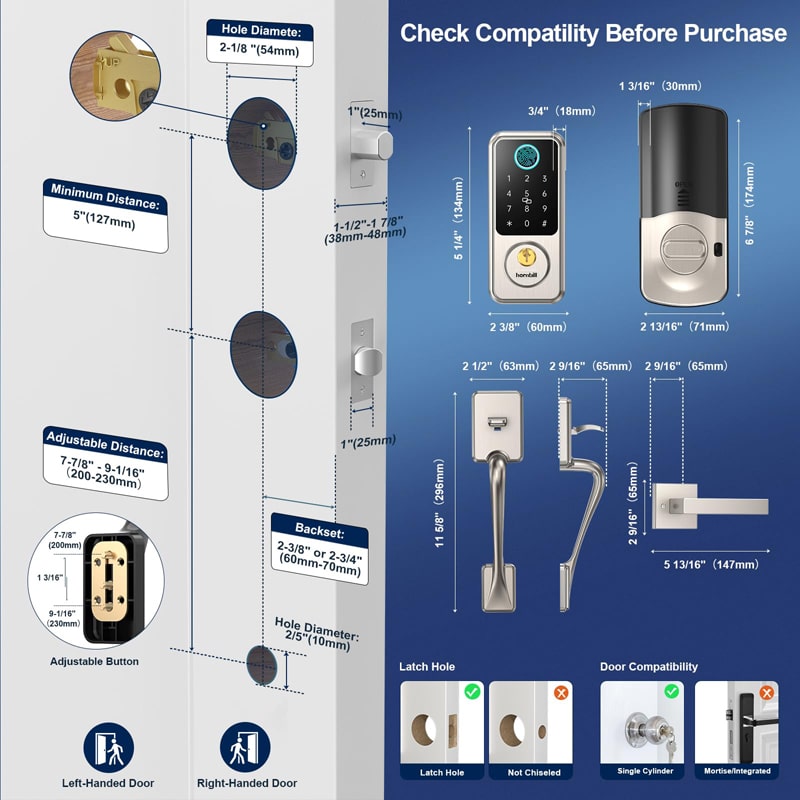 keyless entry door lock sets Matte Silver