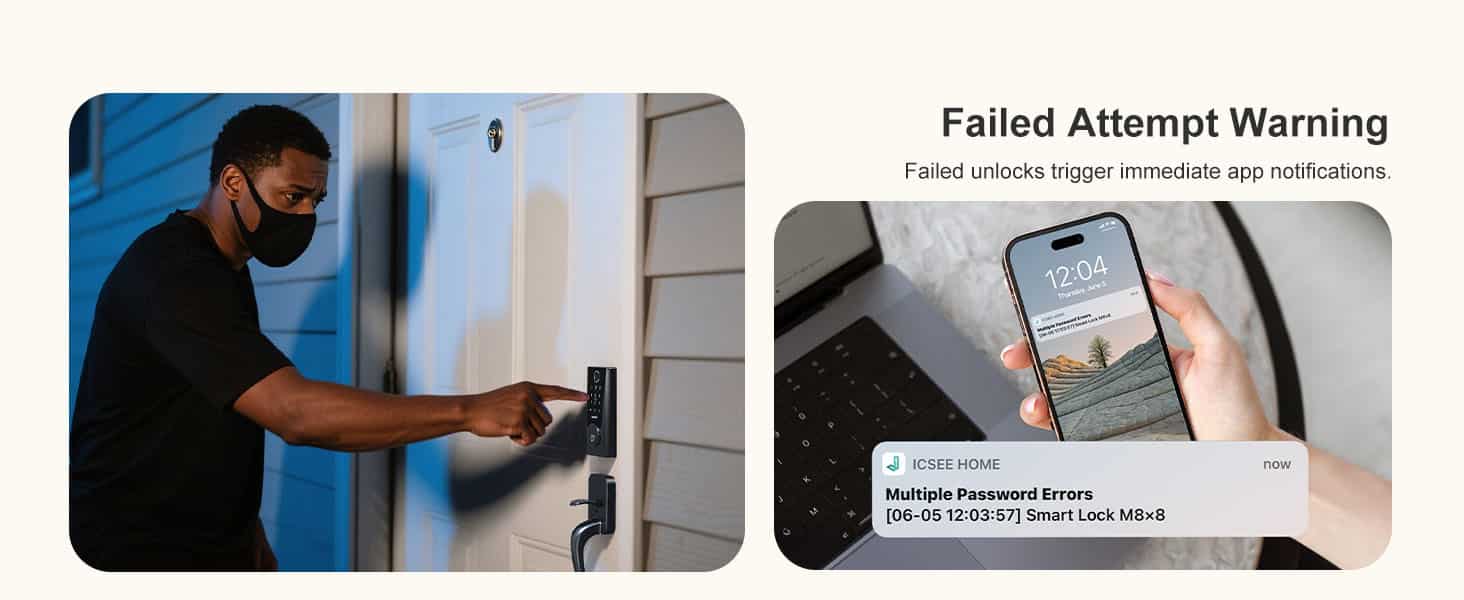 home security door locks - Failed Attempt Warning